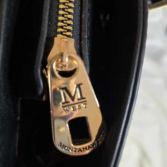 MONTANA WEST Black Crocodile-Embossed Tote Bag 14x11x3.5 - Picture 4 of 10